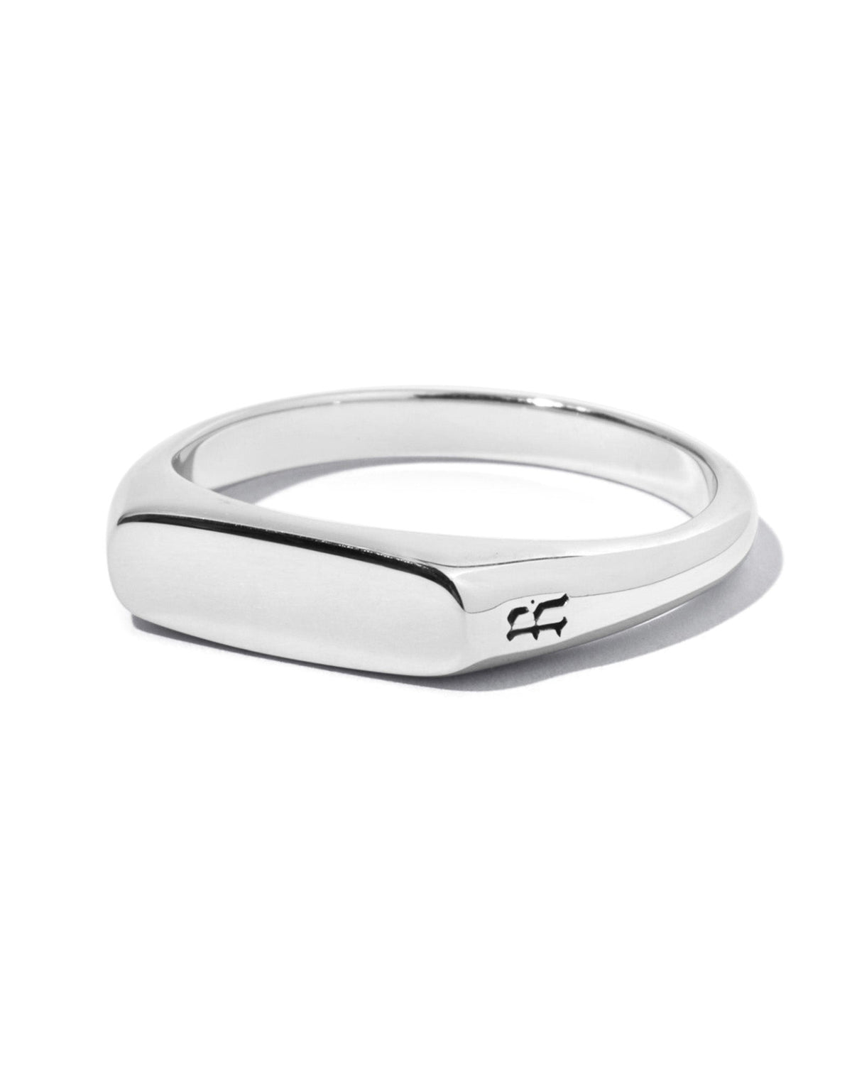 Lenny Ring handcrafted from solid 925 sterling silver with a polished rectangular signet face.