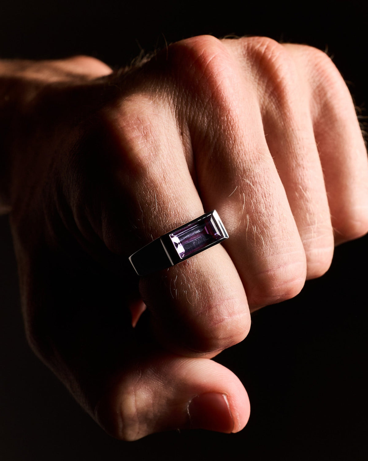 Sona Amethyst Ring handcrafted from solid 925 sterling silver featuring an amethyst-coloured stone.